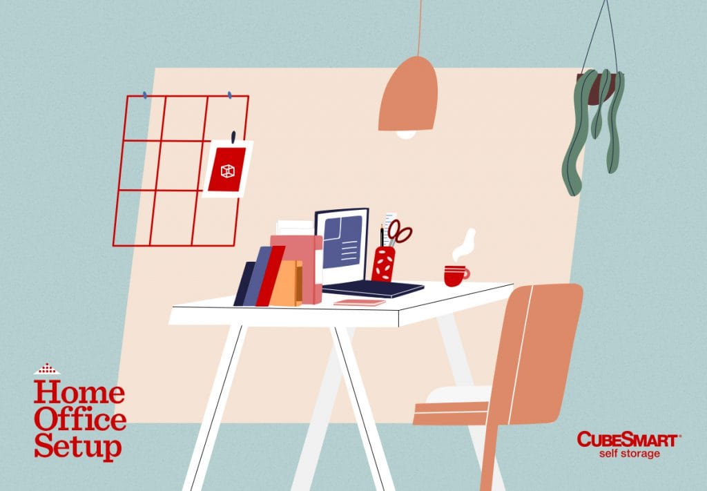 illustration of home office setup
