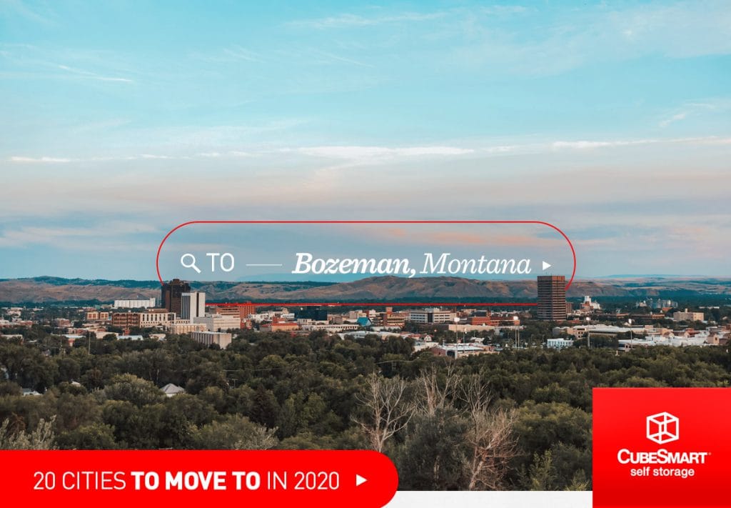 downtown bozeman, mt and surrounding nature from a distance