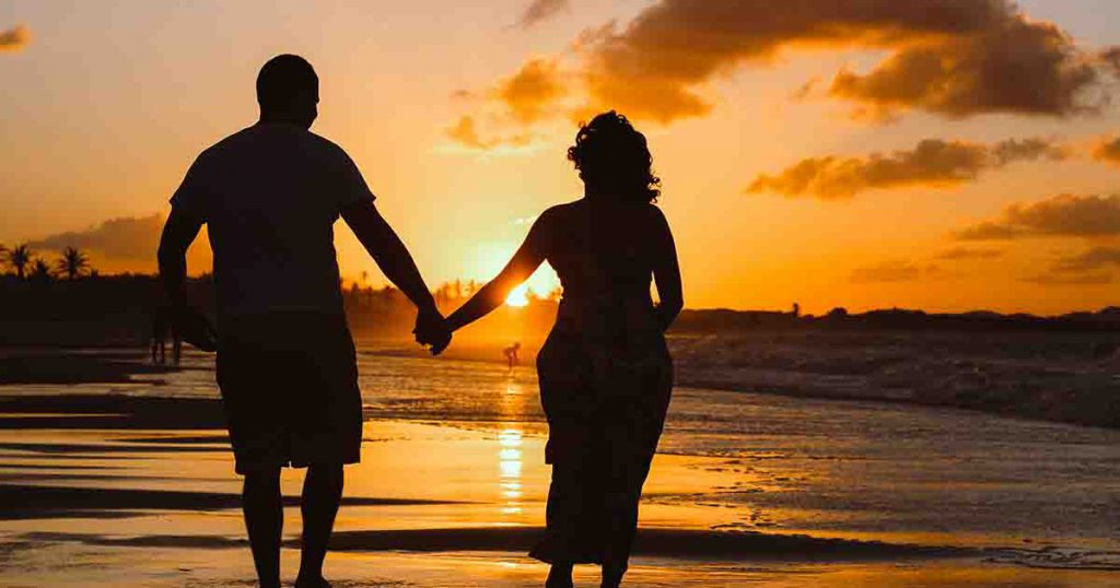 Walking in the sunset 