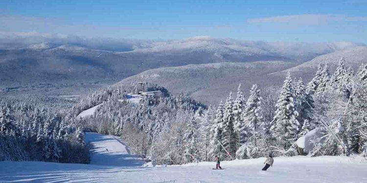Snow covered ski slopes