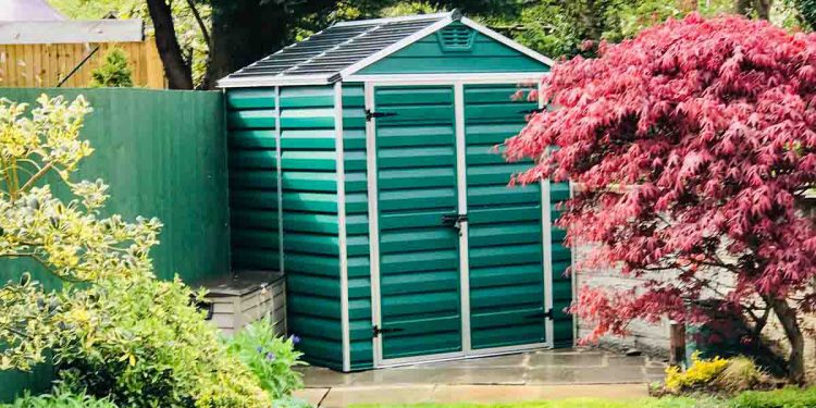 Green garden shed