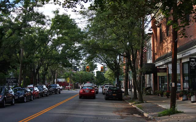 a town street in Rhinebeck, NY