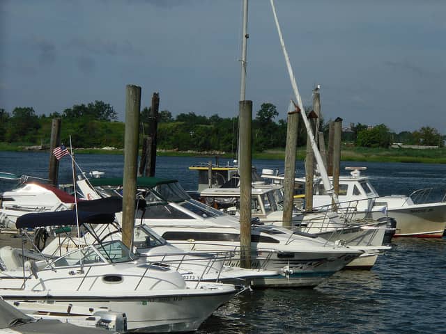 boats docked in the water at City Island, Bronx