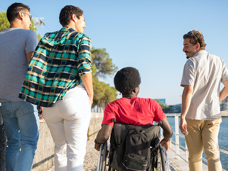 Group of friends walking.
