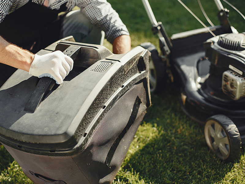 Lawn mower maintenance. 