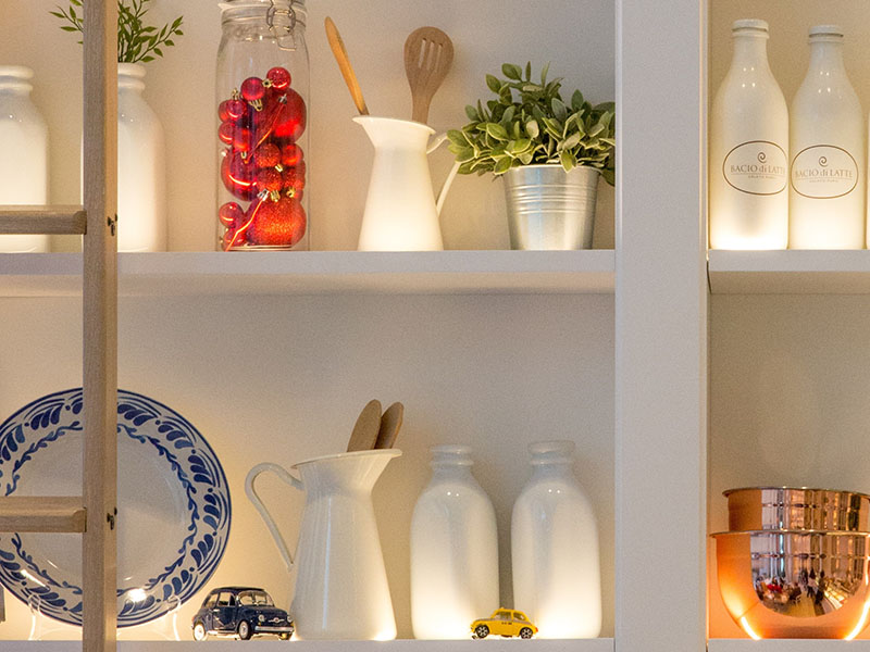 Kitchen shelves.