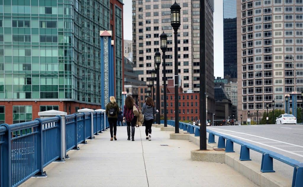 group of girls walking in Boston, Massachusetts