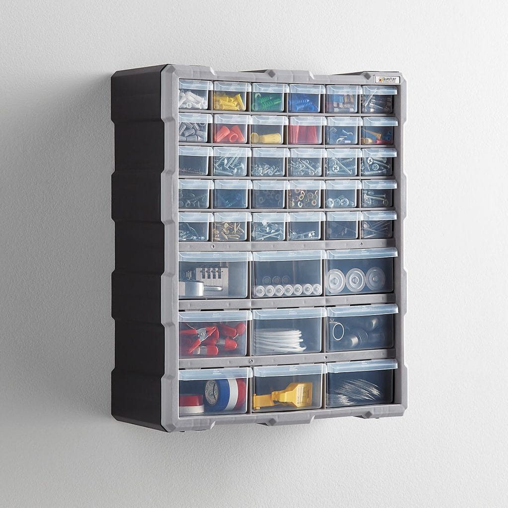 clear storage boxes for garage tools - small
