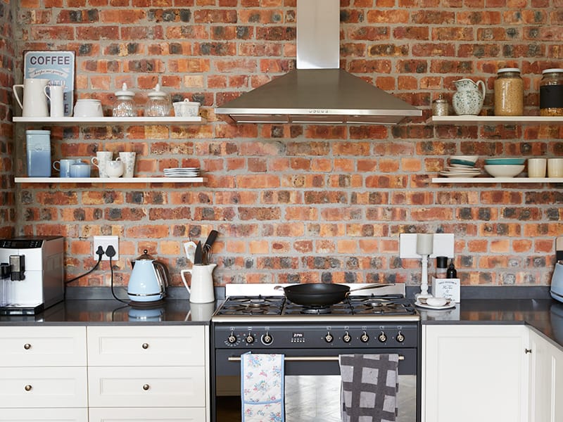 brick wall in kitchen