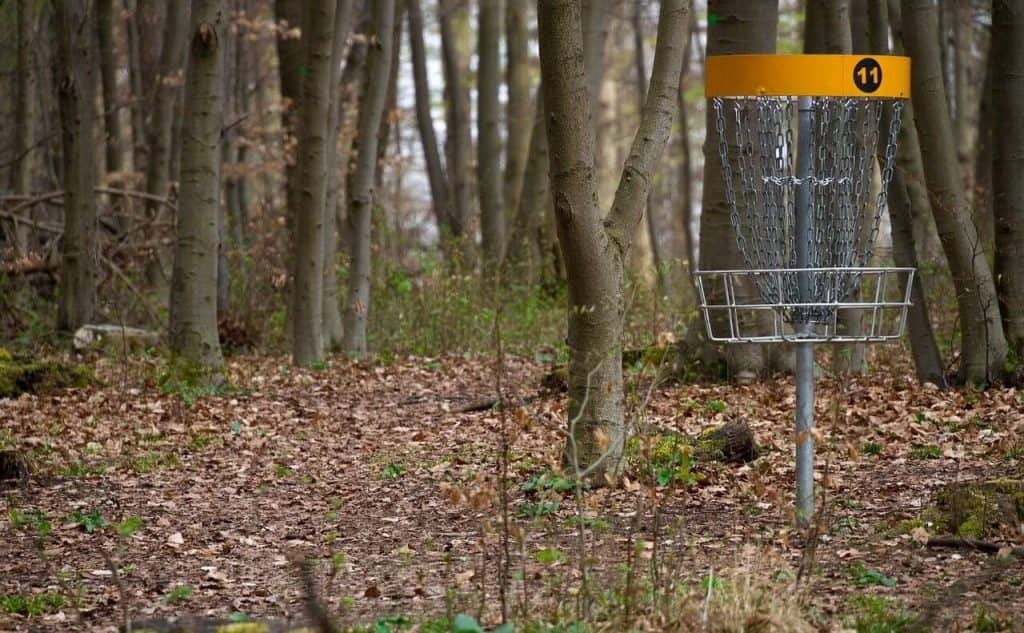Disc golf goal in the park