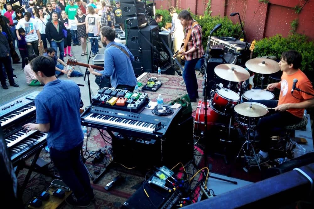 A band plays at Grimey’s New and Preloved Music in East Nashville