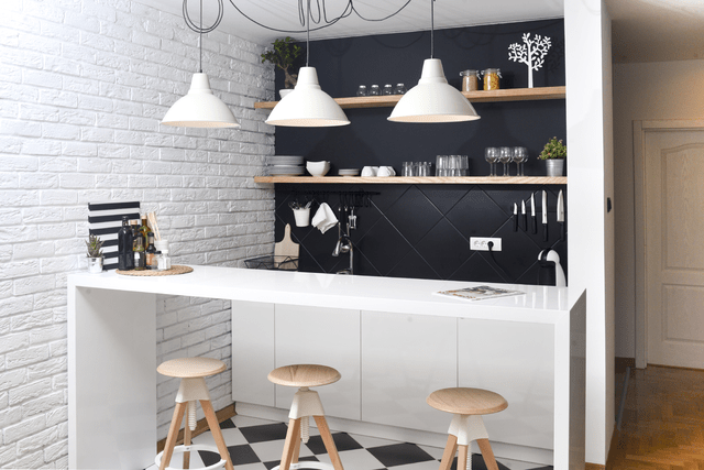 Home bar with stools