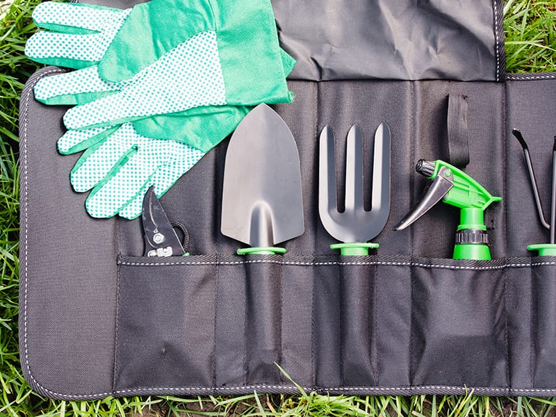 Garden tools in pouches