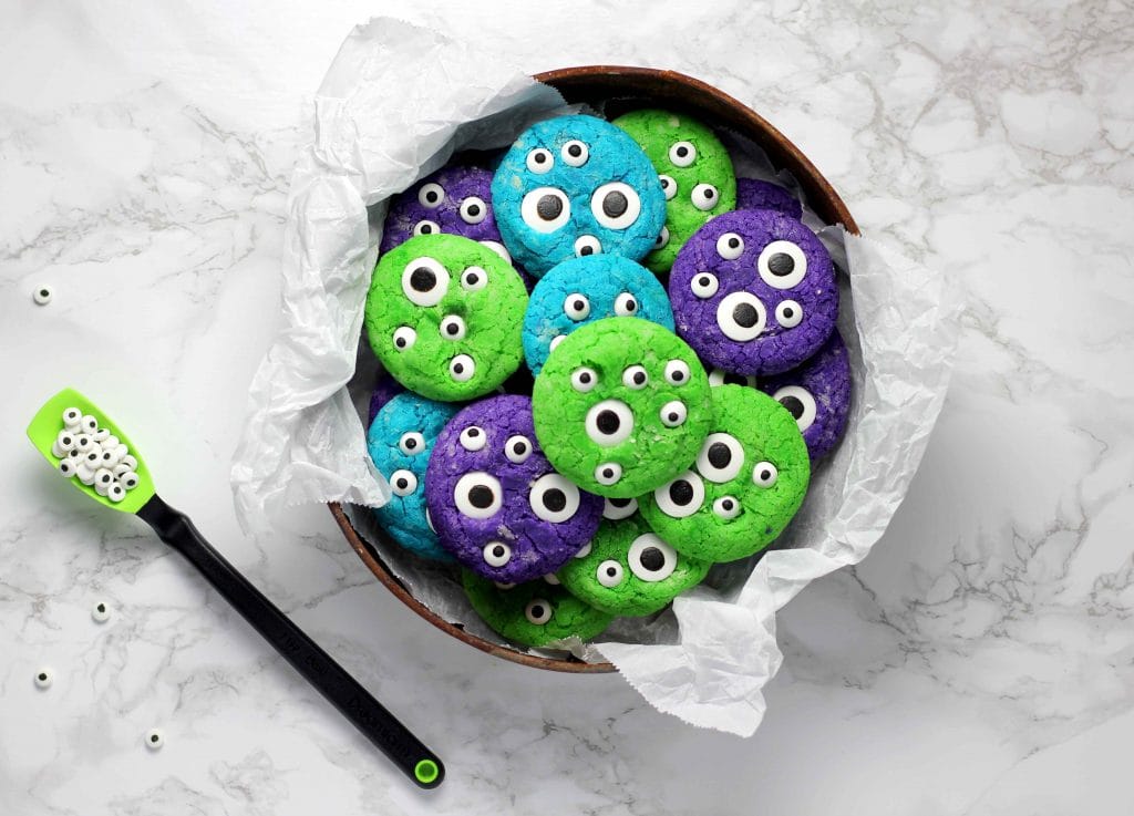 colorful cookies with eyeballs