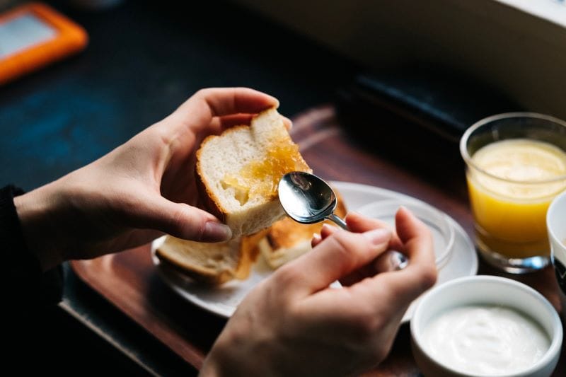 hygge bread with spooned jam