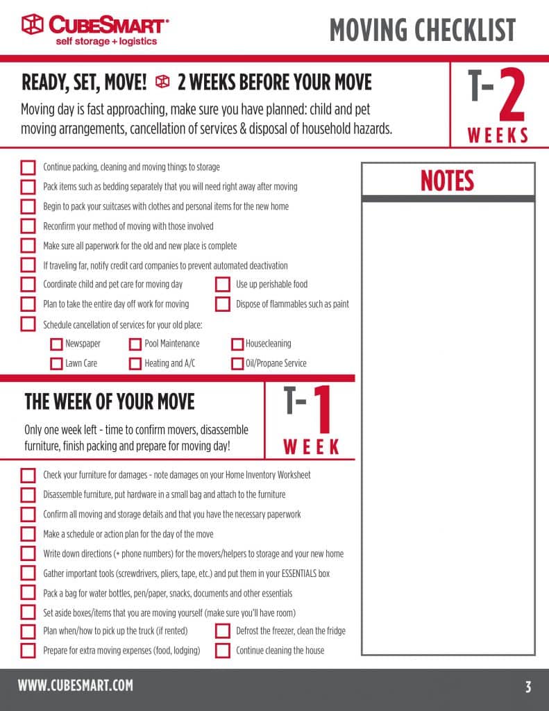moving checklist 1 week 2 weeks