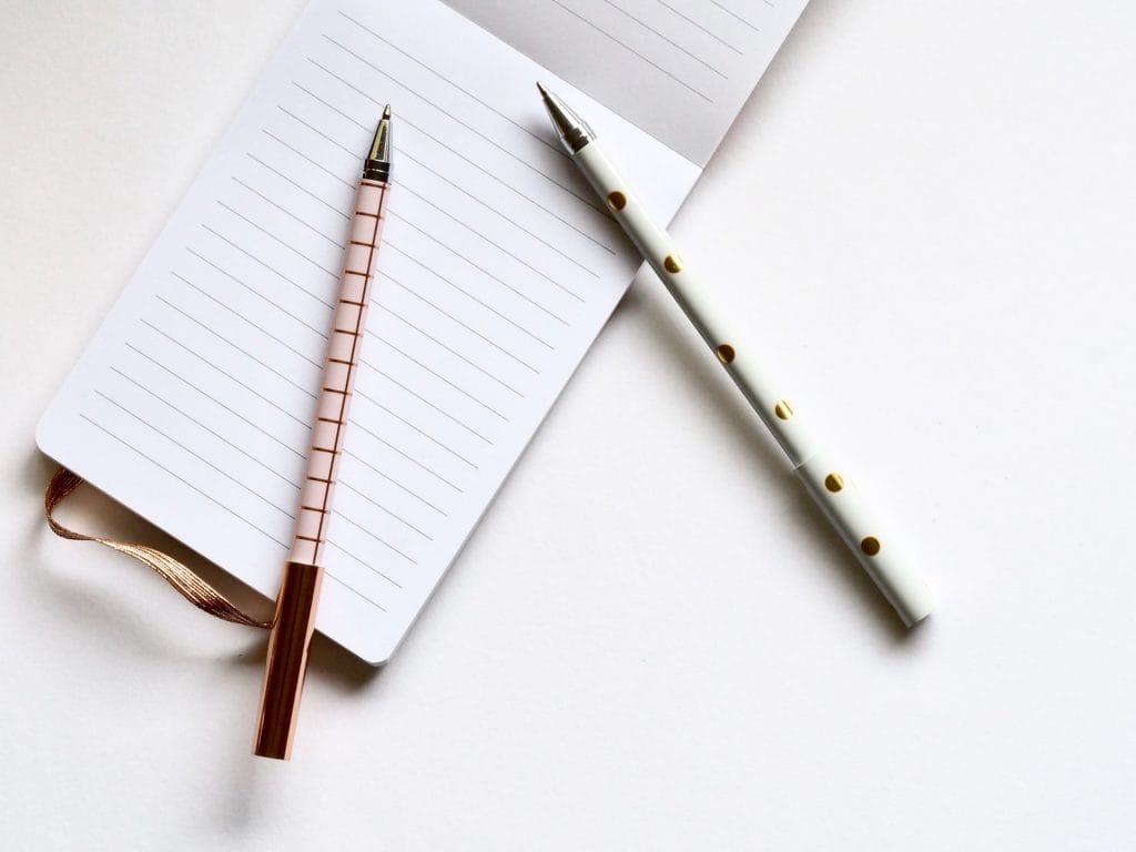 Notepad and two pens