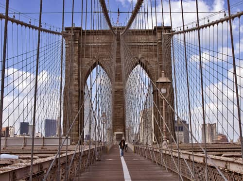 View from the walkway on the Brooklyn Bridge