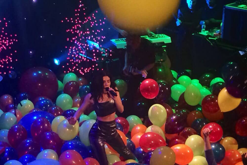 A performance with colorful balloons at the Bowery Ballroom in NYC