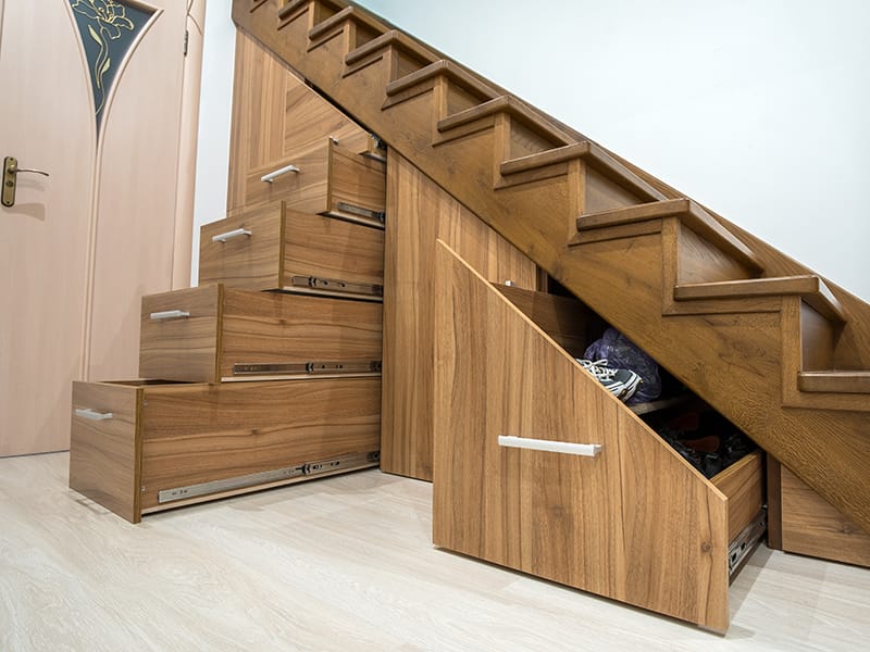 Staircase with built in drawers