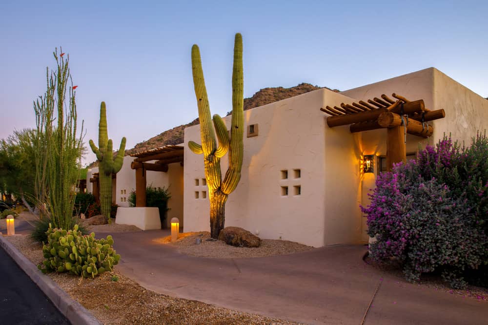 Tucson, AZ house at sunset