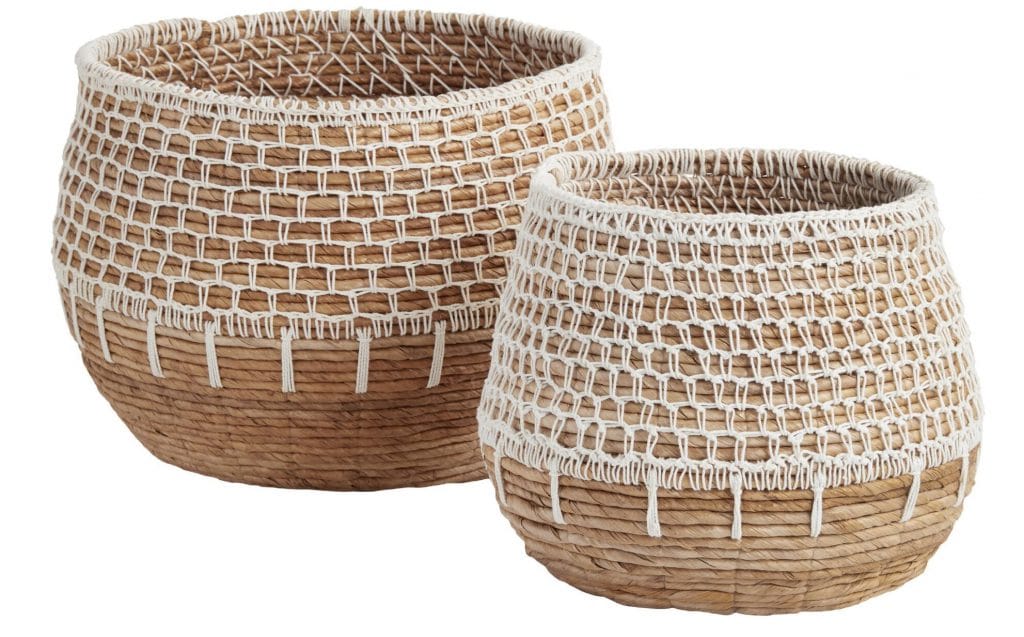 natural material storage baskets - no lids
