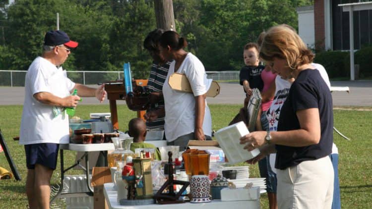 people at a yard sale
