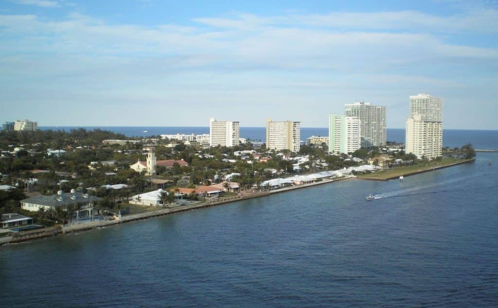 aerial view of water and buildings in Fort Lauderdale