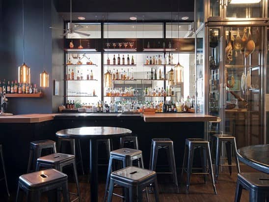 seating area in Holeman and Finch restaurant in Atlanta