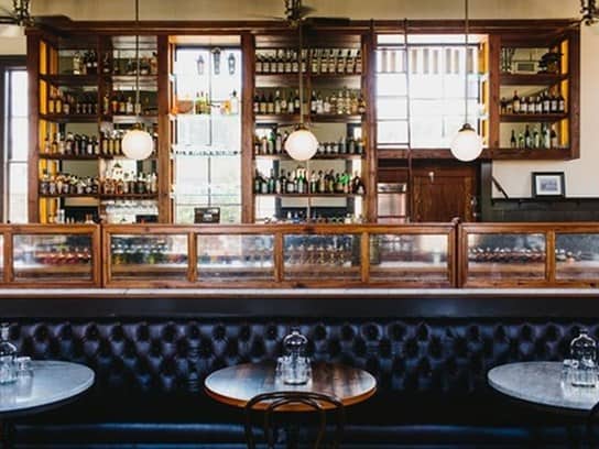 view of bar area and seating at Kimball House in Atlanta