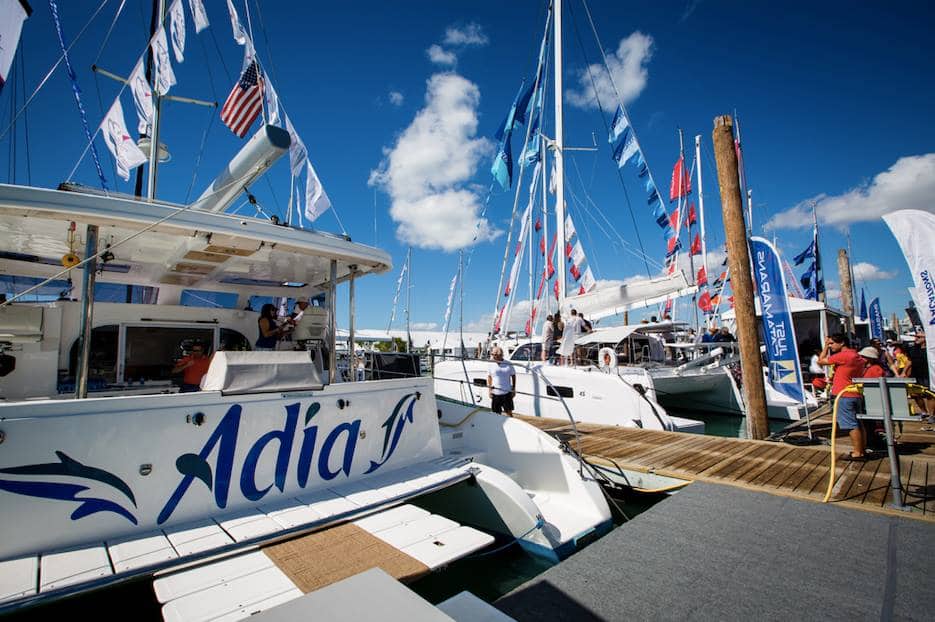 people walking around at the Miami International Boat Show