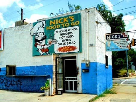store front of Nick's Food to Go in Atlanta