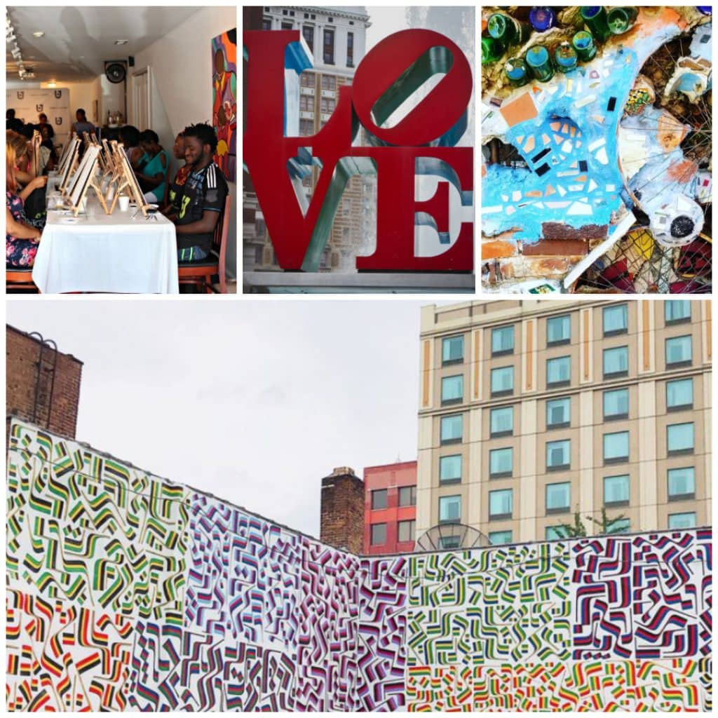 Art in Philadelphia, PA. Love sculpture, found-object, and murals