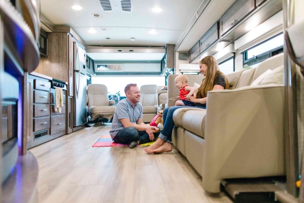 family in luxury RV