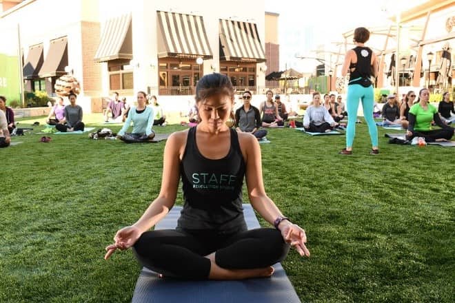 Outdoor activity in Houston: Yoga on the Square at Memorial City